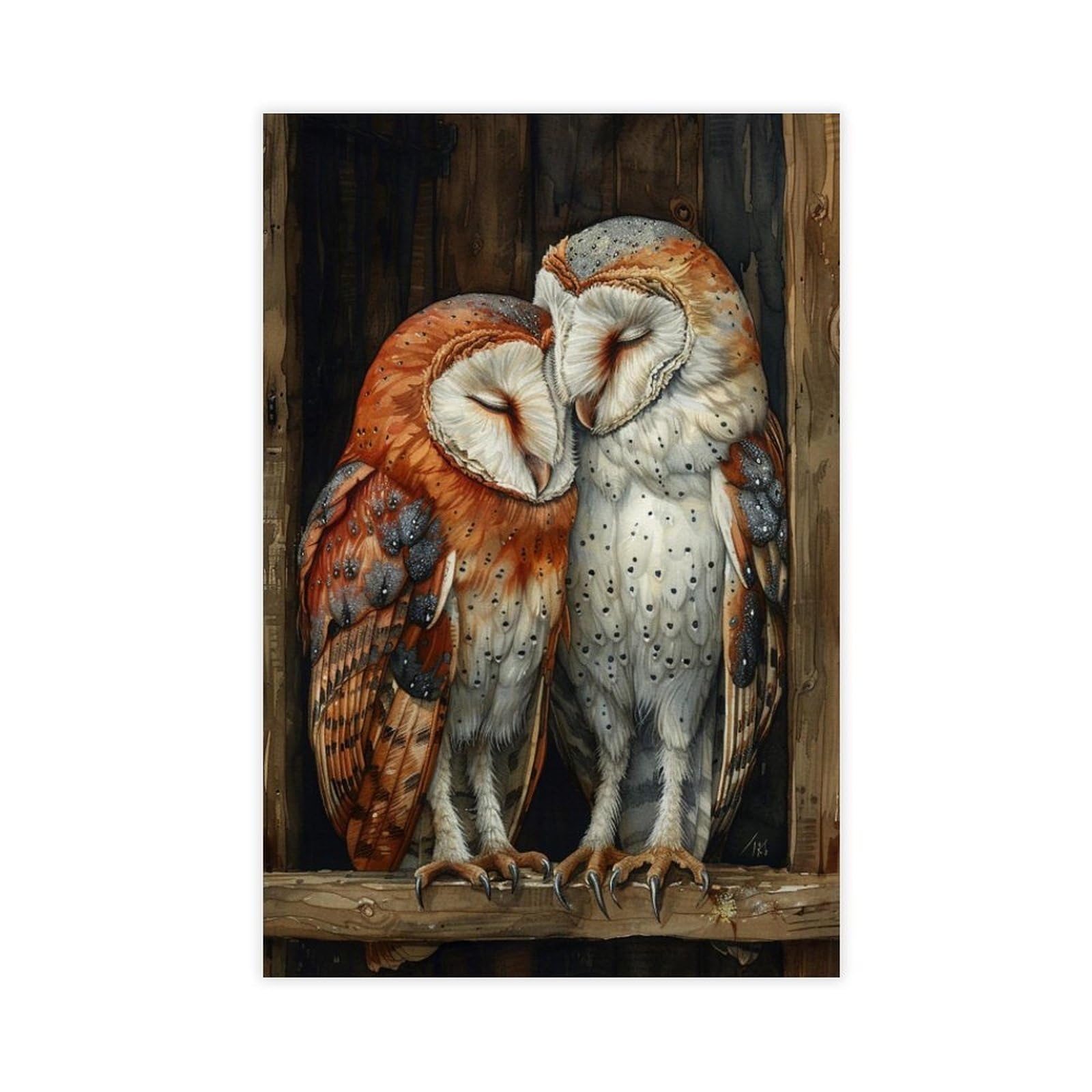 Bareronor Owl Poster Canvas Poster Bedroom Decor Landscape Office Room Decor Gift 24" L X 36" W