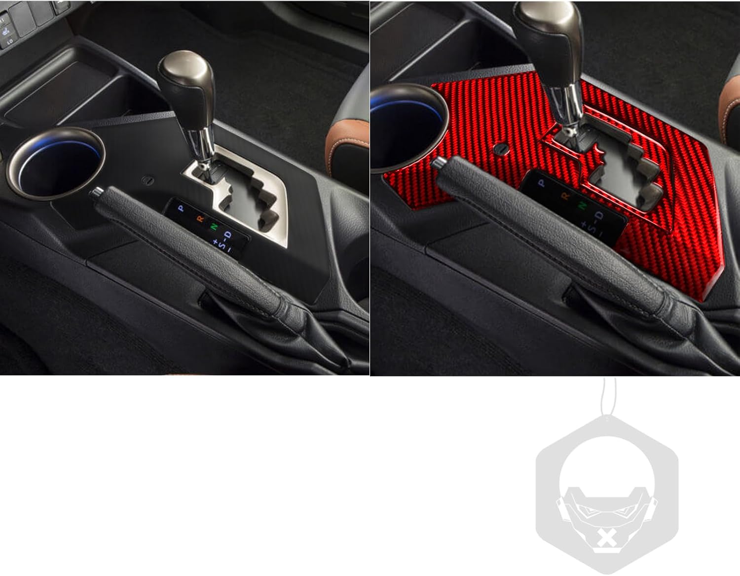 Carbon Fiber Central Control Car Control Gear Shift Knob Panel Cover Tirm Compatible with Toyota RAV4 2013 2014 2015 Accessories Auto Interior Red Style B