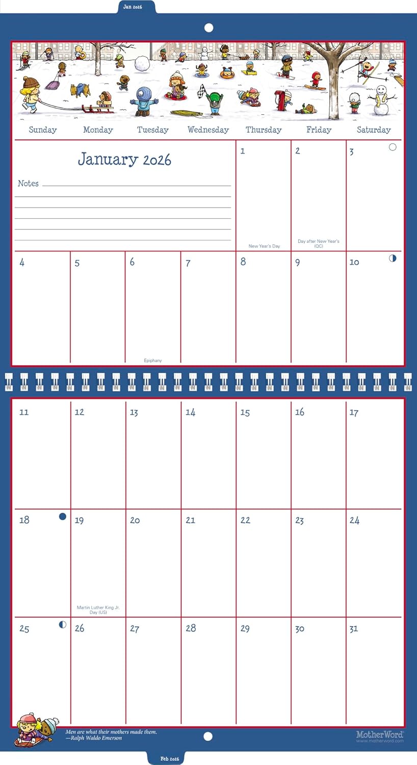 2026 MotherWord Ultimate Family Calendar, 16-Month Family Planner, Sept 2025-Dec 2026, English, Tabbed Wall Version, 12" x 21.5" (DDTB112826) - Image 3
