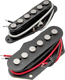 Artec TFA65 Alnico 5 Big Pole Piece Guitar Tele Pickups Neck Bridge Pickups Set for Telecaster Style Electric Guitar, Black