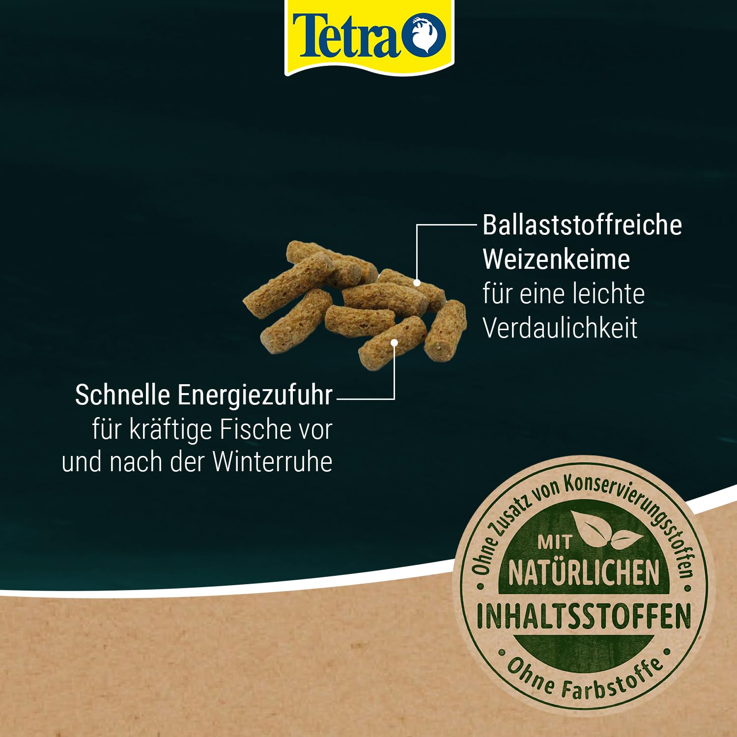 Tetra Pond Wheatgerm Sticks - Ballaststoffreiches Fischfutter für alle Teichfische, besonders geeignet bei kühlen Wassertemperaturen im Teich (Frühling / Herbst), 10 L Eimer