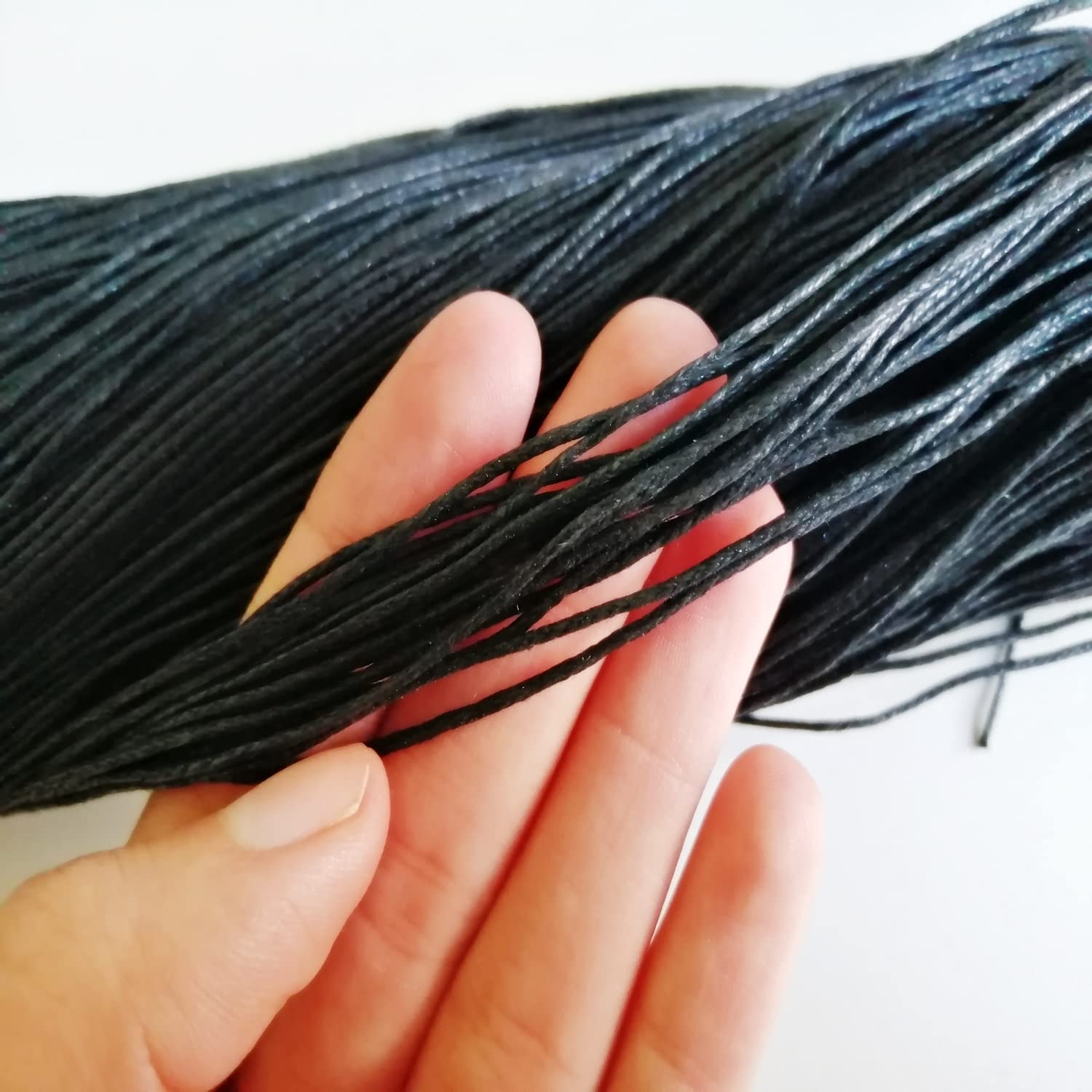 Mart-Mon Black 10M Cord - 1Mm, 1.5Mm & 2Mm Thick Waxed Cotton Thread String Rope For Jewellery, Beading, Macrame, Diy, Arts & Crafts (1.5)