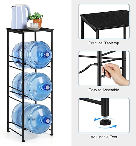 Miniatura 3 de OYEAL Soporte para jarra de agua de 5 galones, organizador para botellas de agua con estante, resistente estante de almacenamiento de botellas de