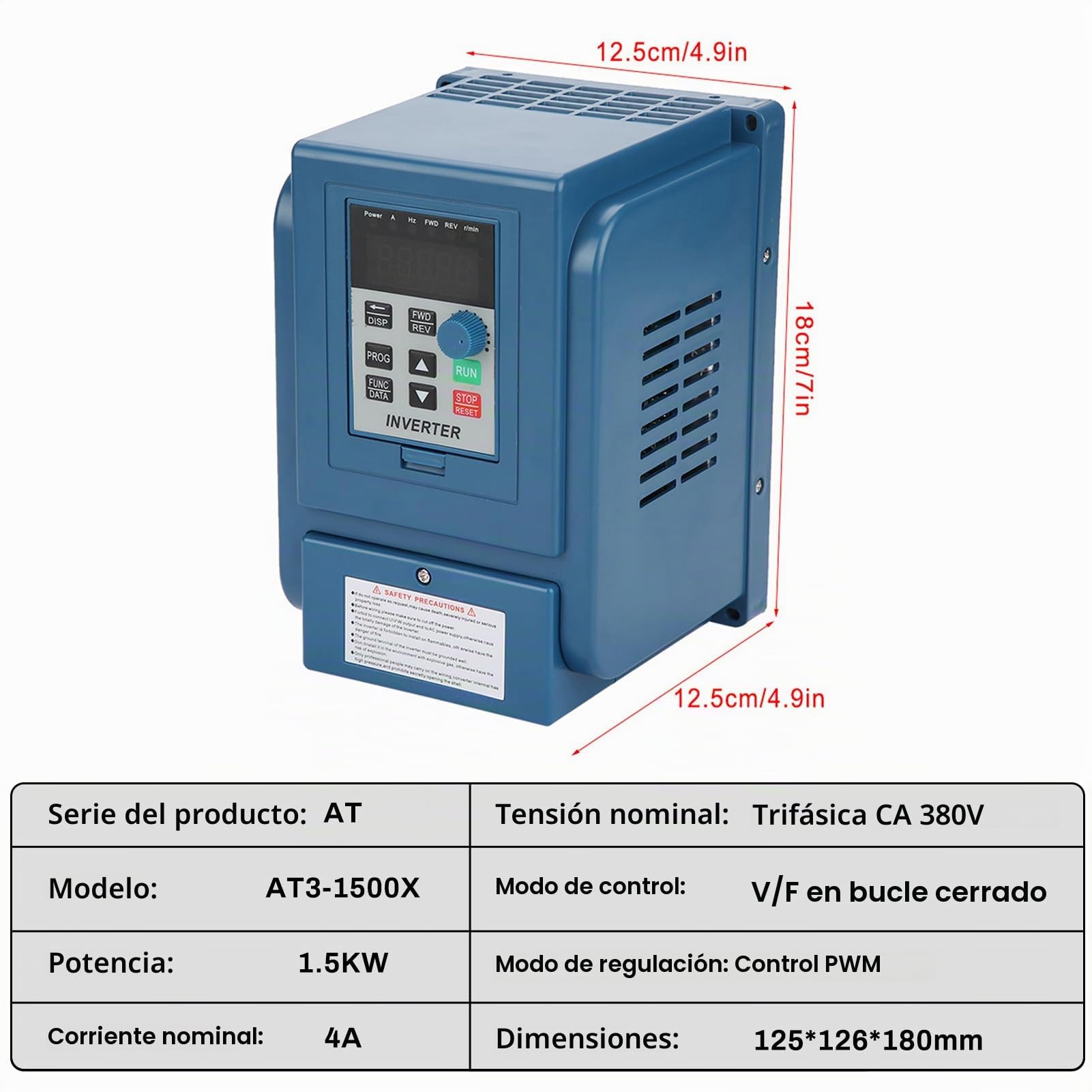 Variador de Frecuencia 1.5kW Variador de Frecuencia Trifásico 380V 4A VFD Controlador de Velocidad del Motor VFD Trifásico 380V Entrada Salida Convertidor de Frecuencia