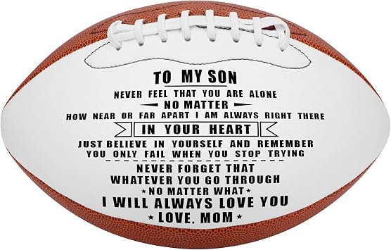 Kenon Engraved Footballs for Son from Mom - Personalized Composite Leather American Football - Anniversary Christmas Graduation Gifts for Son