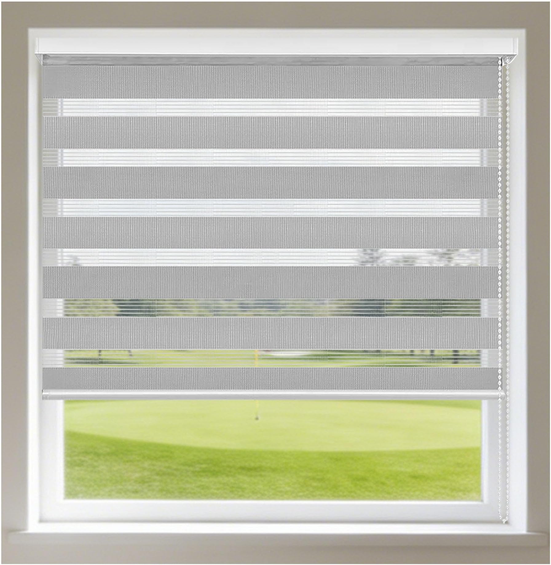 Day and Night Zebra Roller Blinds 42 x 70 cm with Install Accessories Light Filtering Day and Night Window Sun Protection for Living Room Bedroom Window, Dark Grey
