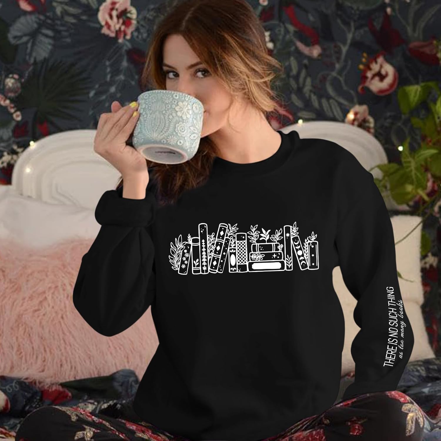 Book Sweatshirts for Women Oversized Bookish Reading Sweatshirt Teacher Long Sleeve Shirts Graphic Pullover Tops - Image 5