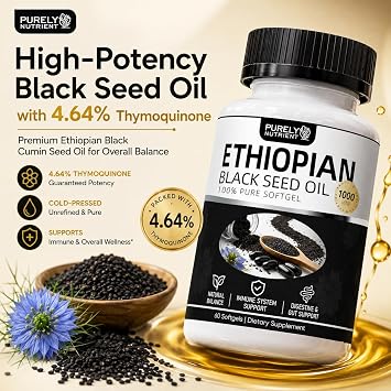 Purely Nutrient Ethiopian Black Seed Oil, 60 Capsules | Non-GMO, Gluten-Free