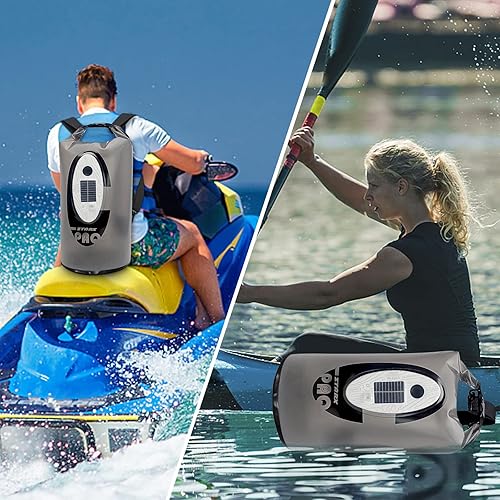 Miniatura 4 de Bolsa seca impermeable con altavoz Bluetooth solar y luz  10L20L Roll Top Dry Sack mantiene el equipo seco para hombres y mujeres, kayak, playa,