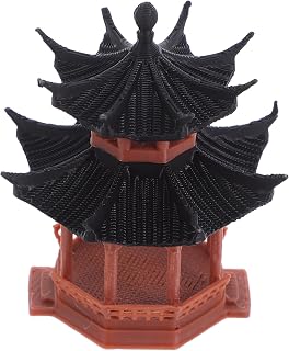 NUOBESTY Miniature Pagoda Statue Plastic Vintage Coffee Pavilion Model