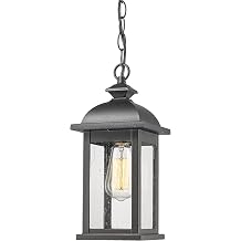 FEMILA Outdoor Pendant Lights for Porch, Exterior Hanging Latern Outdoor Hanging Light Fixture, Black Finish with Clear Glass, 4FD54H BK