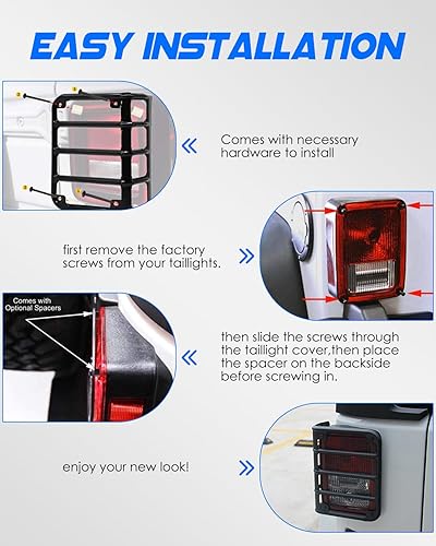Miniatura 3 de Fundas de luz trasera JK para Jeep Wrangler, Wrangler trasero protector de luz trasera de metal JK compatible con Jeep Wrangler JK y JKU 2007-2018,