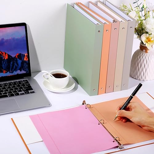 Miniatura 4 de 6 carpetas de 3 anillas, carpetas redondas resistentes con 2 bolsillos interiores, capacidad para papel de 8.5 x 11 pulgadas, para oficina, hogar y