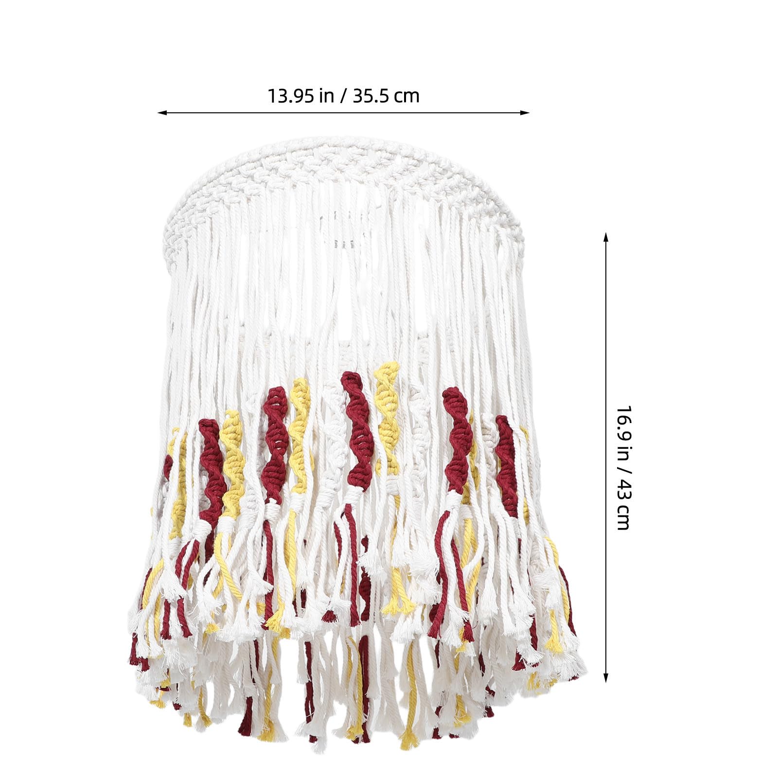 Hemobllo Paralume Boho in Cotone Intrecciato con Nappe, Lampada Sospensione Beige per Camera da Letto, Stile Rustico e Assemblaggio Facile