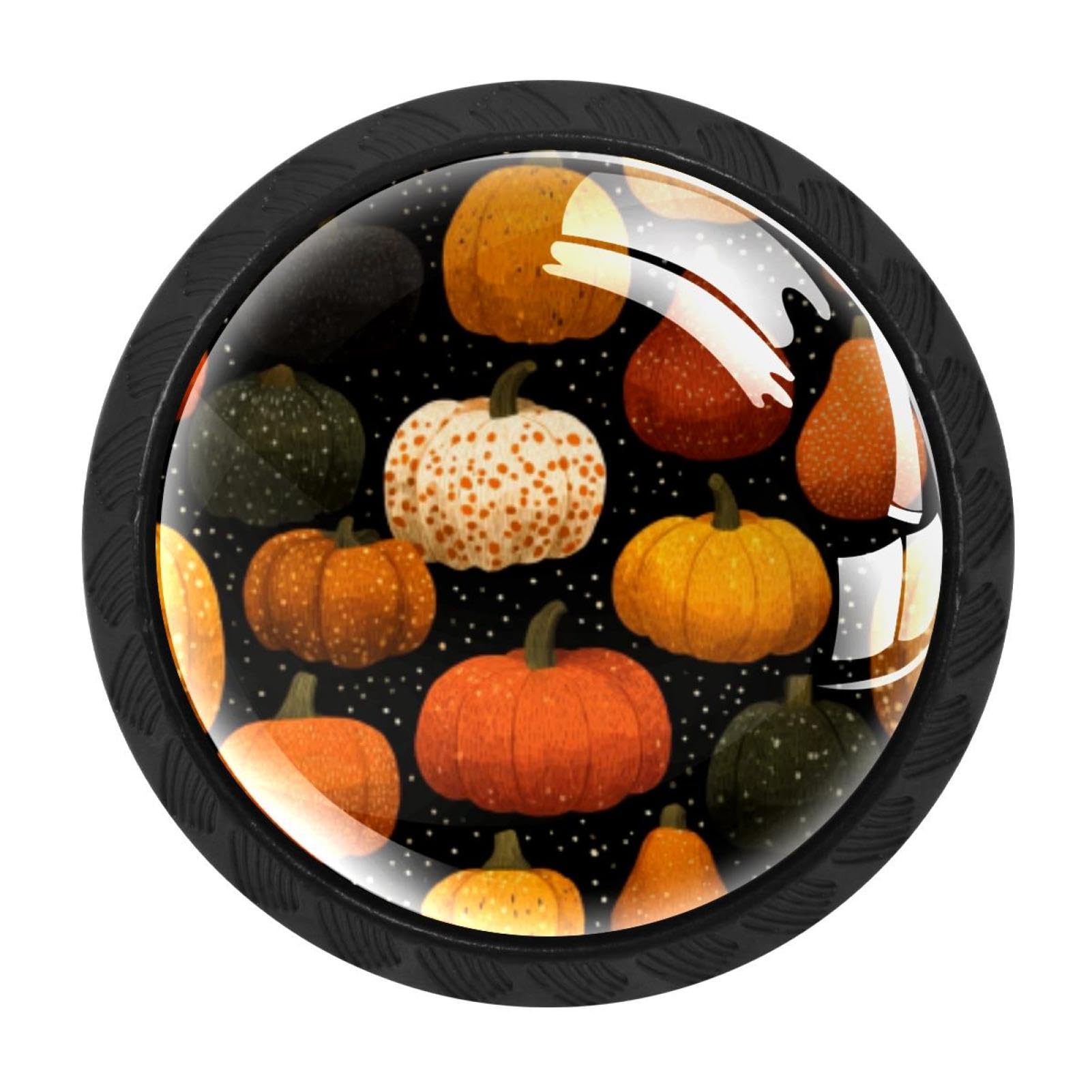 CHENZZZZ 4 Pack Black Halloween Pumpkin (6) Kitchen Handles, Cabinet Pulls Hardware for Cupboard Drawer Knobs Dresser Pulls