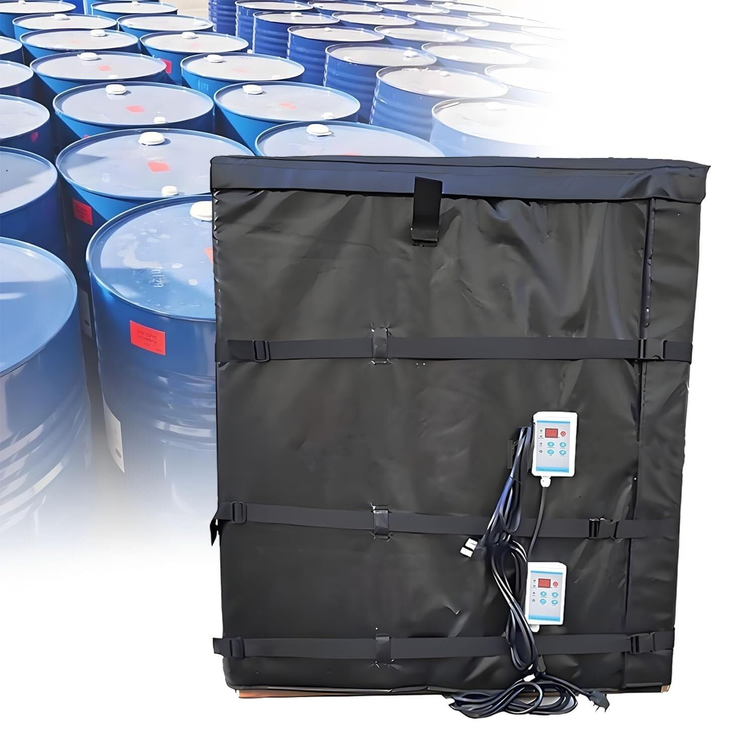 Bucket Heater for 200L/1000L Oil Drums, Insulation Industrial Weather Resistive Drum Heating Blanket(Black,1000L120°)