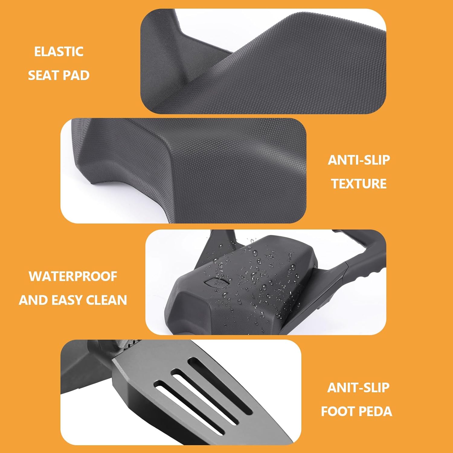 Rear Passenger Seat, Soft Seat Pad with Grap Handles with Right and Left Side Passenger Footpeg Kit fits for Can-Am Ryker Ryker 600 900 (MAX Mount 219400800 Required)