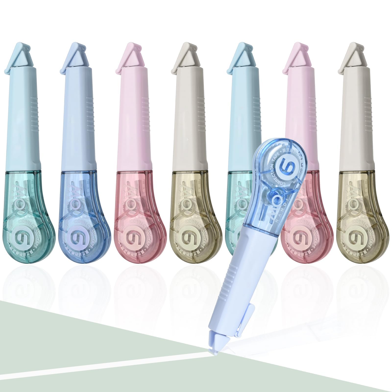 NALACAL 8Pcs Aesthetic Correction Tape, White Out Pens for Instant Correction, Easy to Use, Pen Shaped Applicator for Office School Supplies, 1/5 Inch x 236 Inches for Students Teacher Work (Morandi)