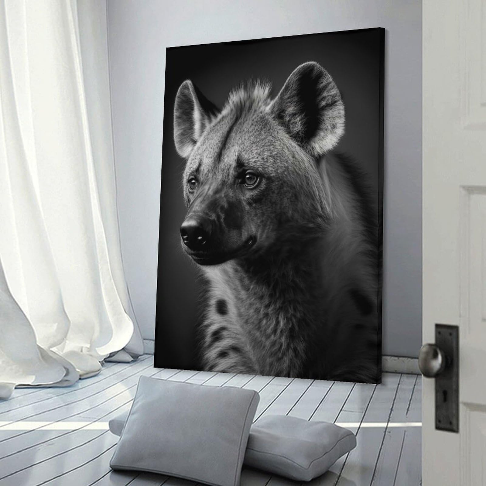 Junmoney Decorative Wall Artwork Portrait of A Hyena, 16x24inch(40x60cm), for Living Room, Lounge Or Sitting Room, Modern Wall Decor for Cosy Interiors
