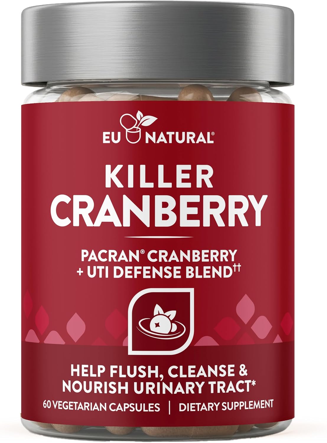10-In-1 Killer Cranberry Pills for Women - UTI Defense Blend with Pacran Cranberry - 10 Ingredient Urinary Tract Supplement - Turmeric, Milk Thistle, Dandelion, Ginger & More - 60 Fast-Acting Capsules
