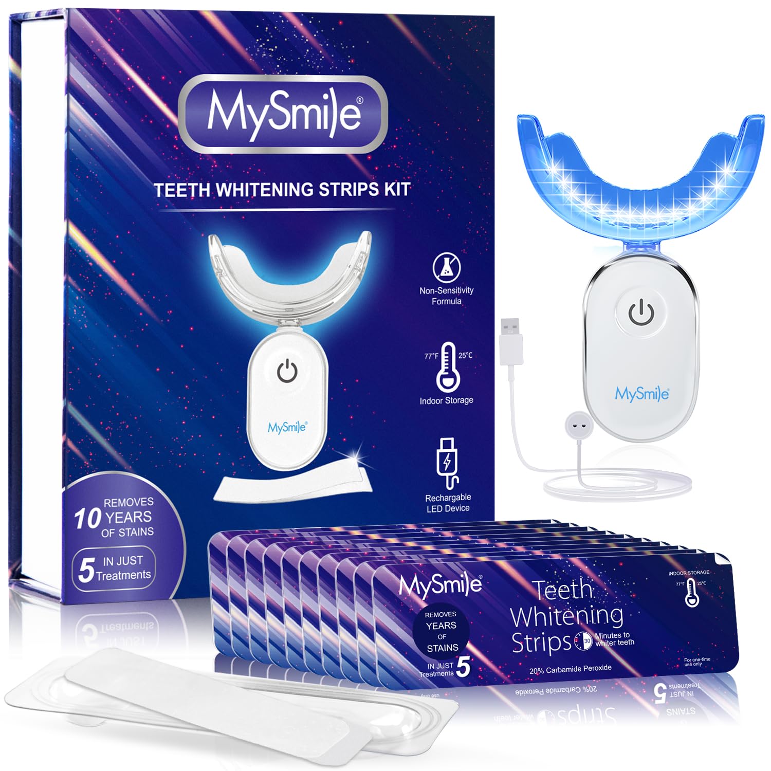 MySmile Teeth Whitening Light, 10 Min Fast Teeth Whitener, 28X LED Accelerator Light for Teeth Whitening Kit Connect with USB for Home Use Helps to Remove Stains from Coffee(not Include Gel)