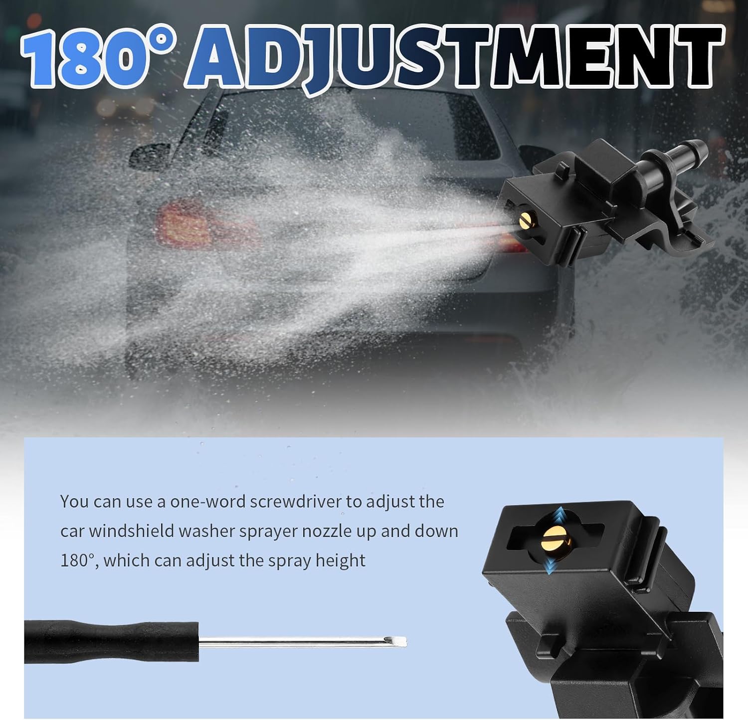 2PCS Front Windshield Washer Nozzle Replacement OEM 85381-12350,180° Adjustment Car Windshield Sprayer Nozzle Compatible with Scion,Essential Windshields Nozzles Replacement