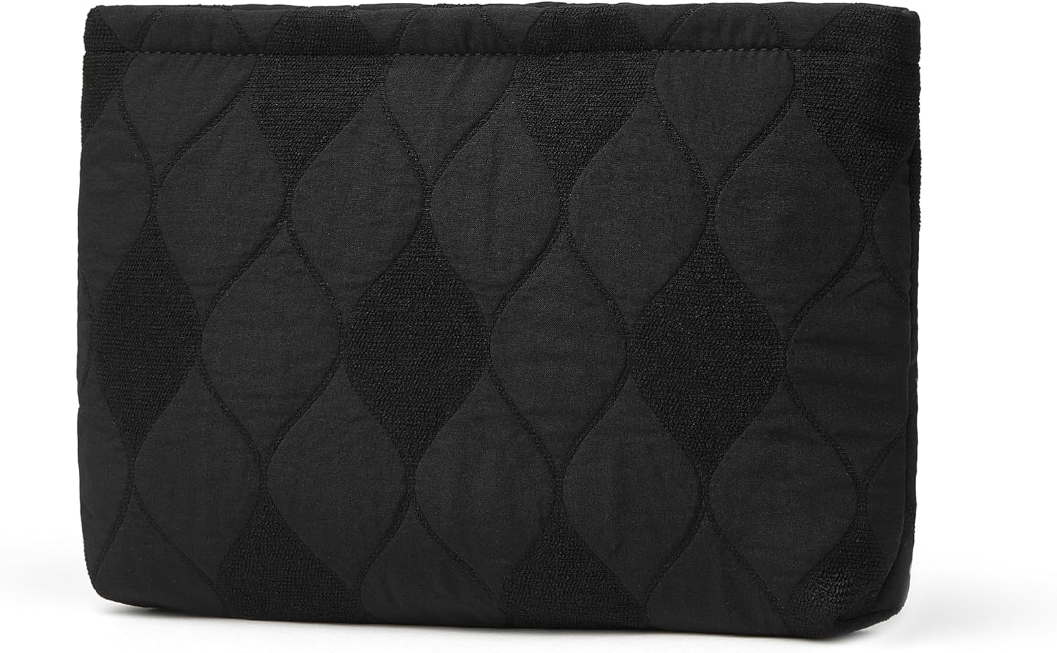 Premium Cotton Makeup Bag, Soft Slim Quilted Cosmetic Zipper Pouch and Make Up Organizer Travel Toiletry Case (1-Black)