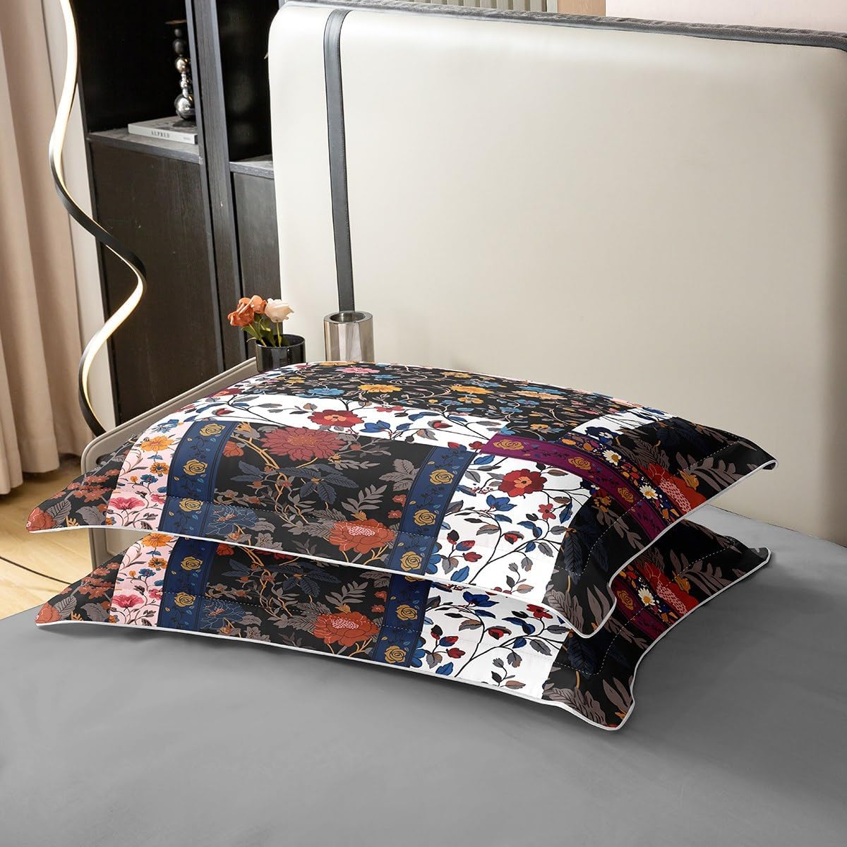 Feelyou Floral Duvet Cover 100% Cotton King Size Boys Girls Patchwork Floral Bedding Set Breathable Soft Botanical Flowers Comforter Cover 3Pcs Vintage Flowers Bedroom Decor Microfiber Zipper Closure