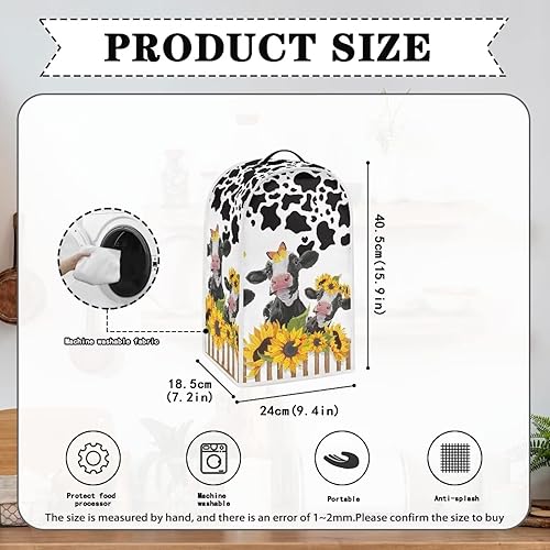 Miniatura 6 de Fundas antipolvo para licuadora con estampado de vaca y girasol para encimera de cocina, funda de almacenamiento para exprimidor, funda para