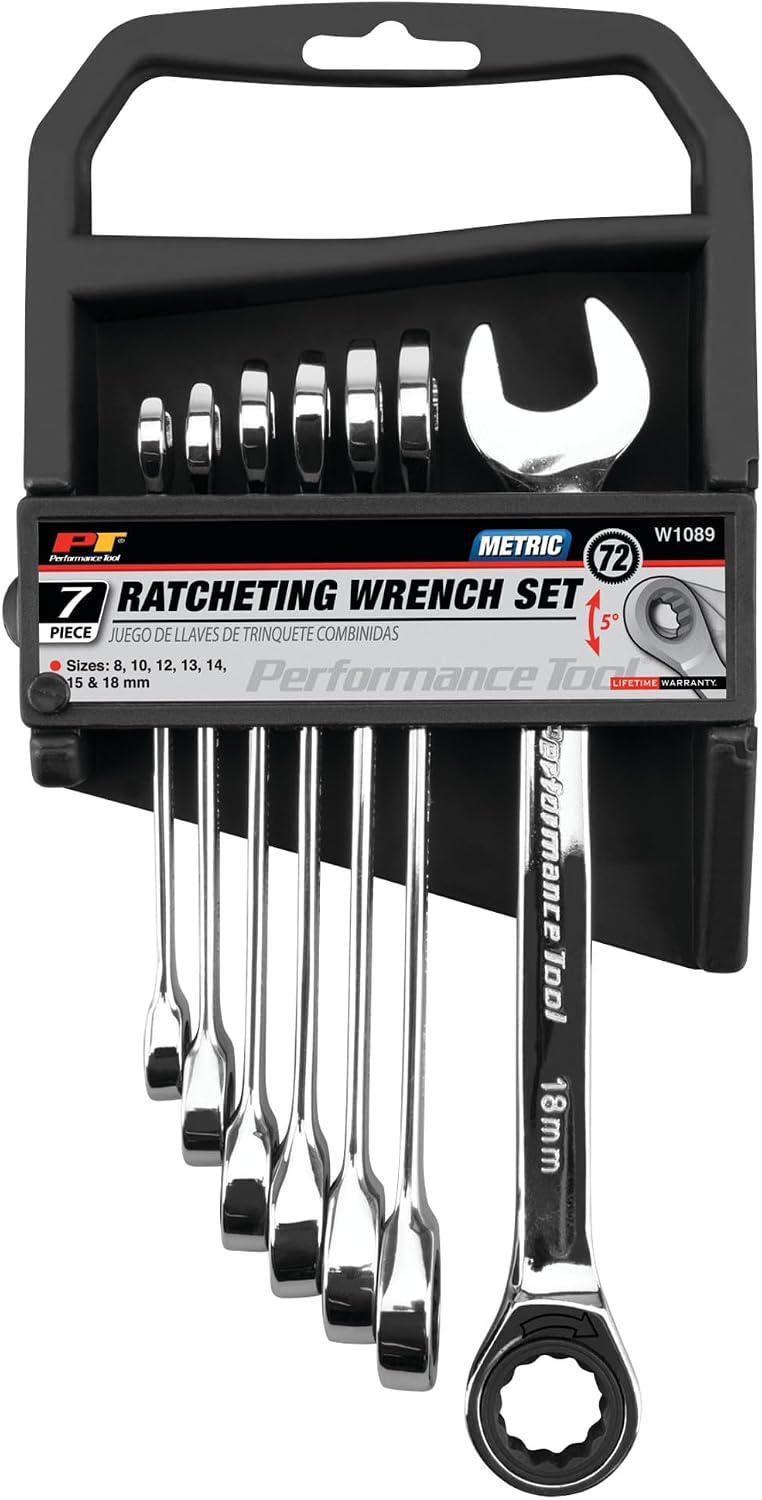 Performance Tool W1089 7pc Met Ratcheting Wrench Set