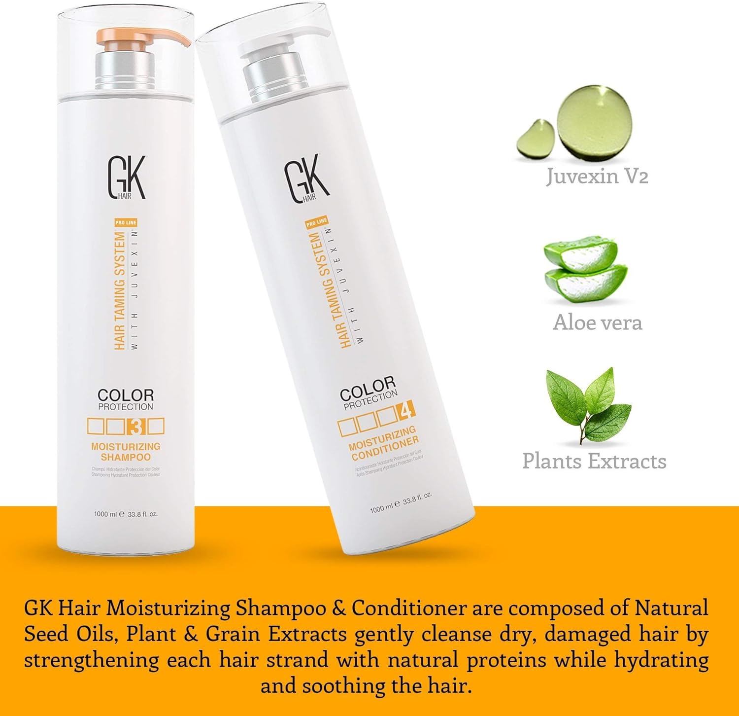 GK HAIR Global Keratin Moisturizing Shampoo and Conditioner Sets (1000ml/33.8 Fl Oz) Color