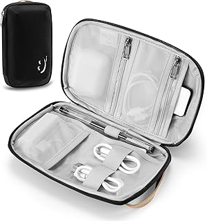OrgaWise Zubehör Organizer Tasche, elektronische Organizer-Reisetasche, Portabler Kabeltaschen, Kabelorganizer-Tasche für Kabel, Ladegeräte, SD-Karten, USB, etc (Schwarz, S)