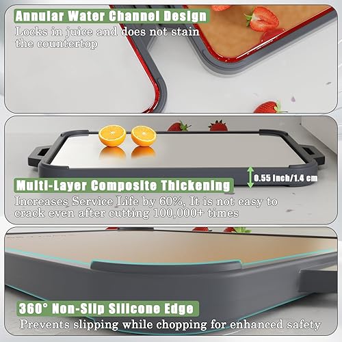 Miniatura 6 de Tabla de cortar de titanio para cocina, tabla de cortar de titanio puro de doble cara y fibra de madera con ranura para jugo, material de grado