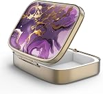 Pill Case Pill Box with Mirror Retro Small Pill Case for Purse or Pocket Bronze Pill Box or Vitamins, Fish Oil, Supplements, Pill Containe Travel Gifts(2PCS)