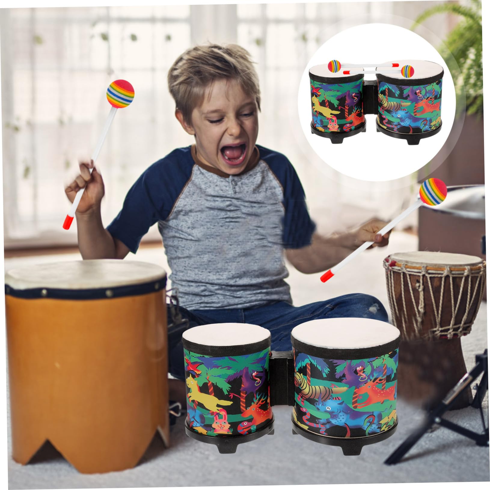 Bongó Juguete de Percusión para Niños, Juego 1 Set