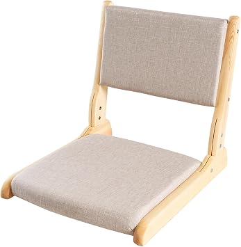 Japanese Floor Chair with Back Support, Foldable Meditation Chair, Legless Tatami Chair with Cushion, Floor Seat for Living Room, Bedroom, Bay Window 1, Gray