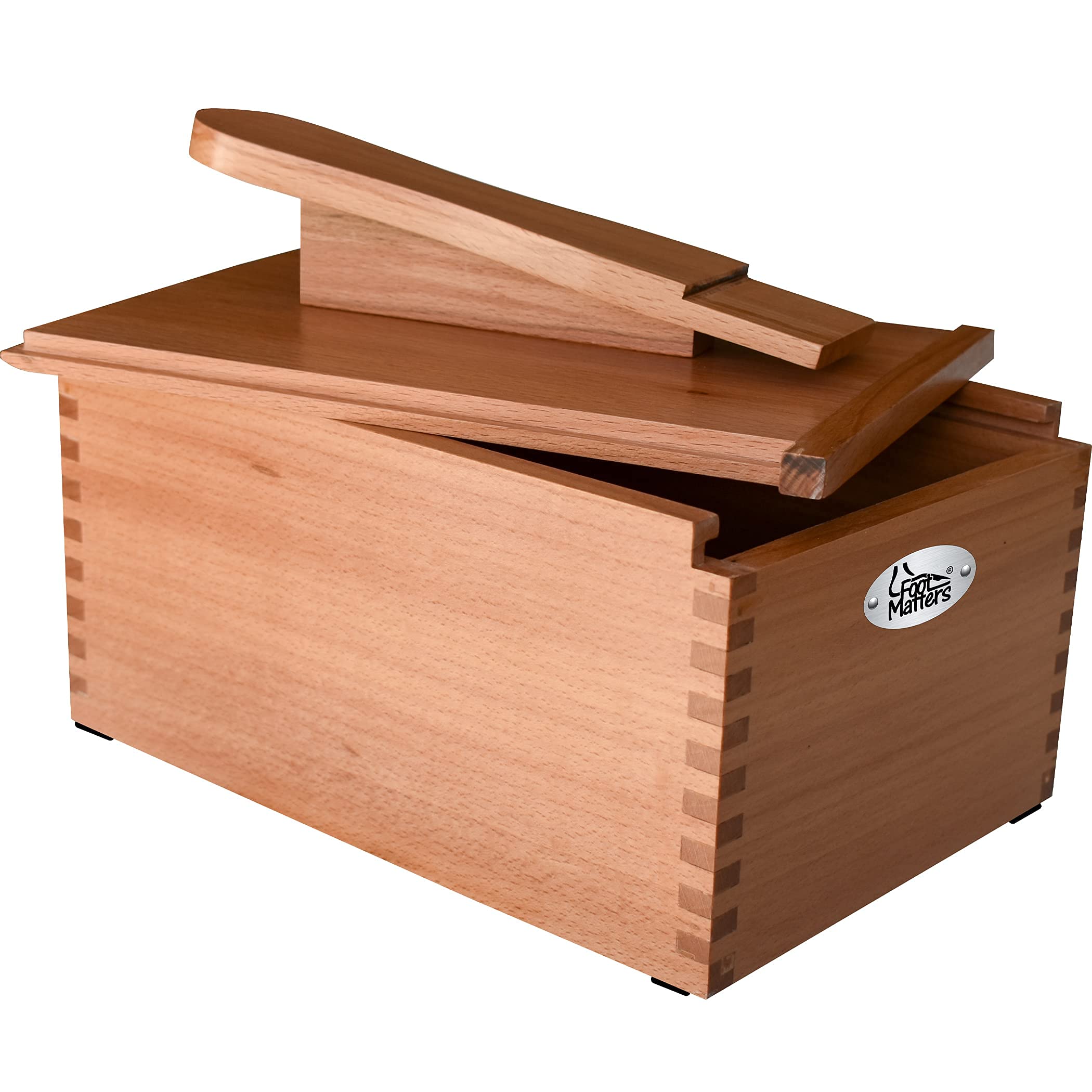 FootMatters Shoe Shine Valet Box - Hardwood Boot & Shoe Care