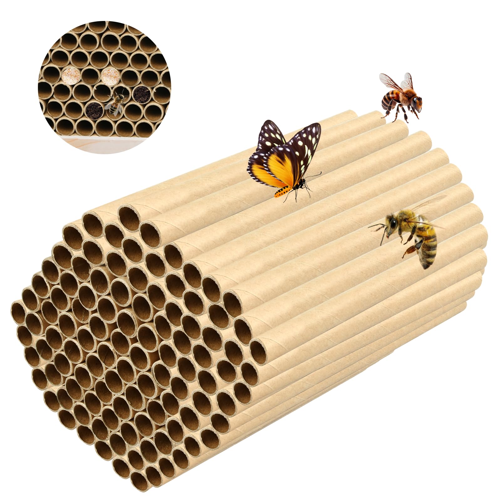 Kit Hotel de Insectos 300 Piezas - Pajitas de Trigo Tubos Nidos 14.5 cm para Abejas, Mariposas y Otros — view 8