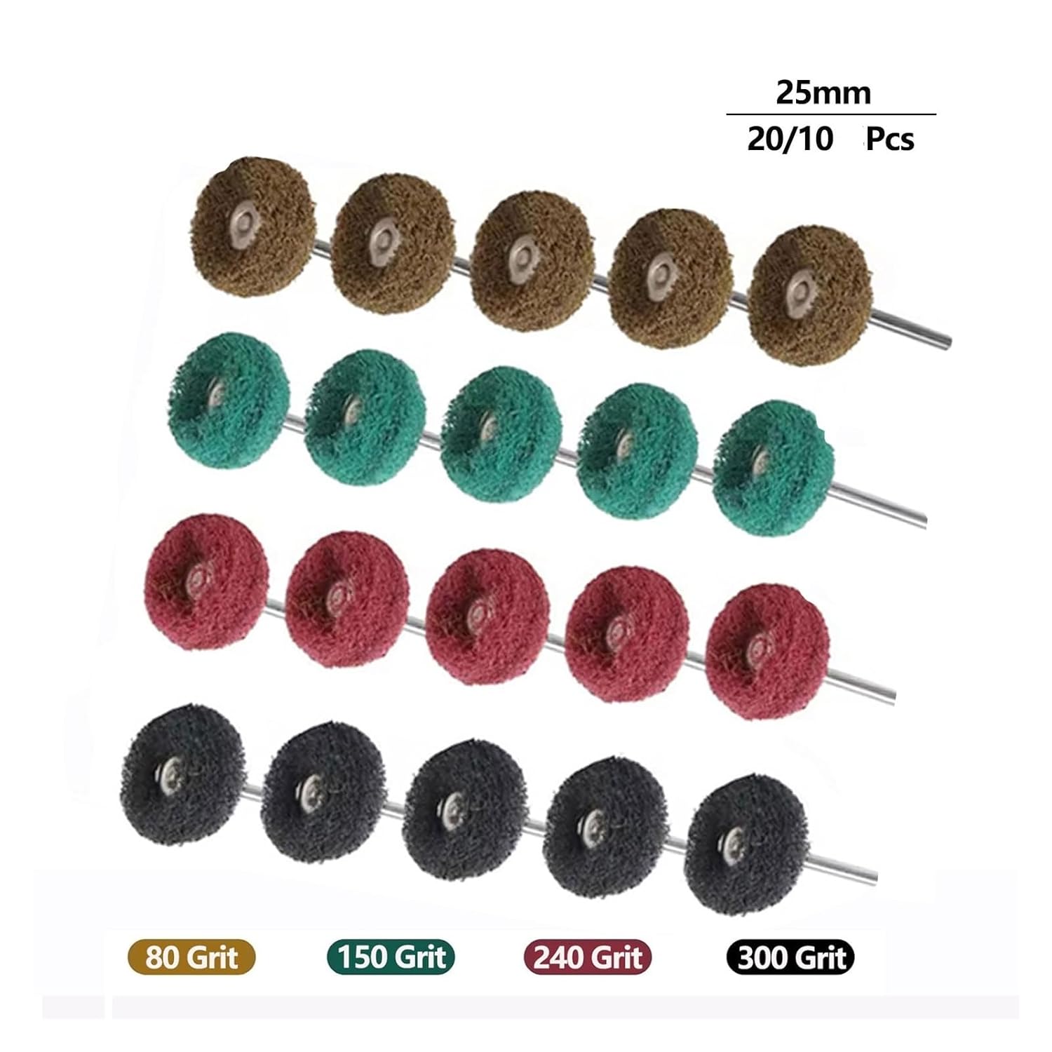 10/20pcs Nylon Mini Drill Abrasive Brush 25mm Buffing Polishing Wheel，Compatible for Dremel Rotary Tool Accessorie Rust Remover(Brown,20pcs)