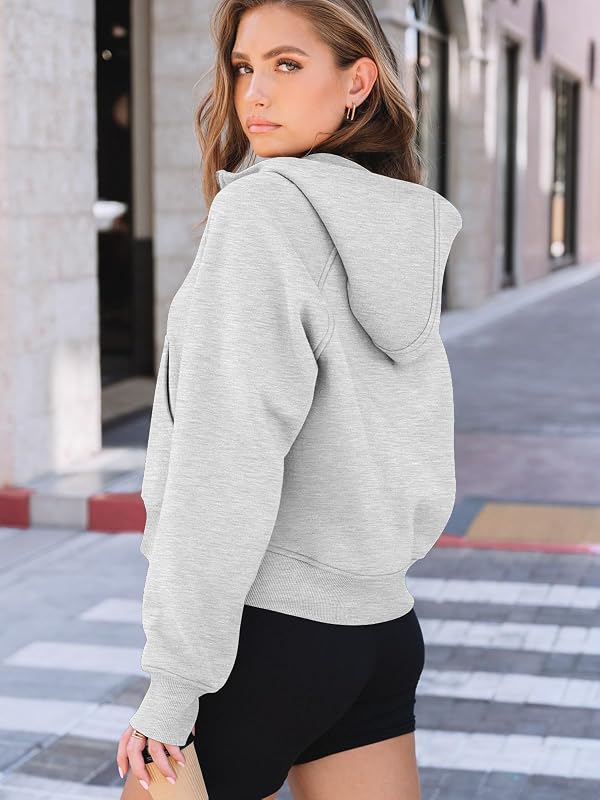 AUTOMET Womens Hoodies Half Zip Up Casual Comfort Fall Clothes 2026 Grey image 5