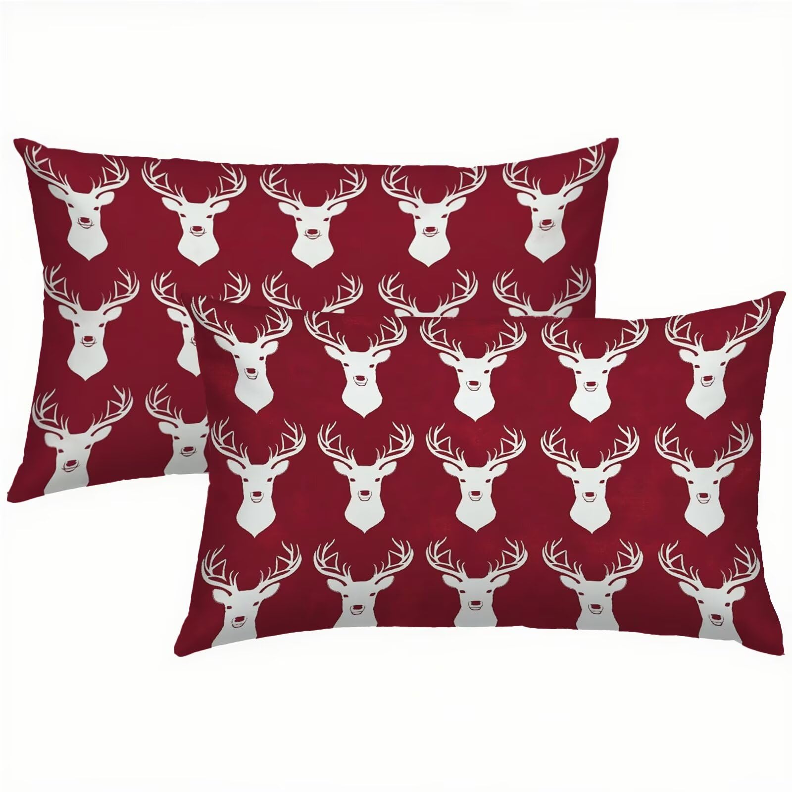 Taies d'oreiller luxueuses rafraîchissantes et imperméables 50x70 en lin rouge S6-428 pour extérieur