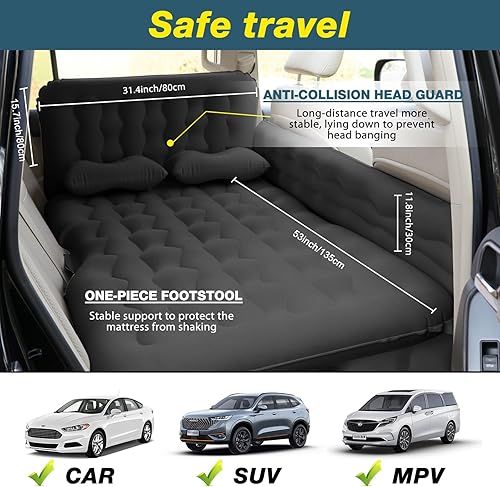 Miniatura 6 de Colchón de aire para SUV, cama de campamento, colchón de automóvil, asiento trasero, portátil, plegable, cama de aire para automóvil, SUV,