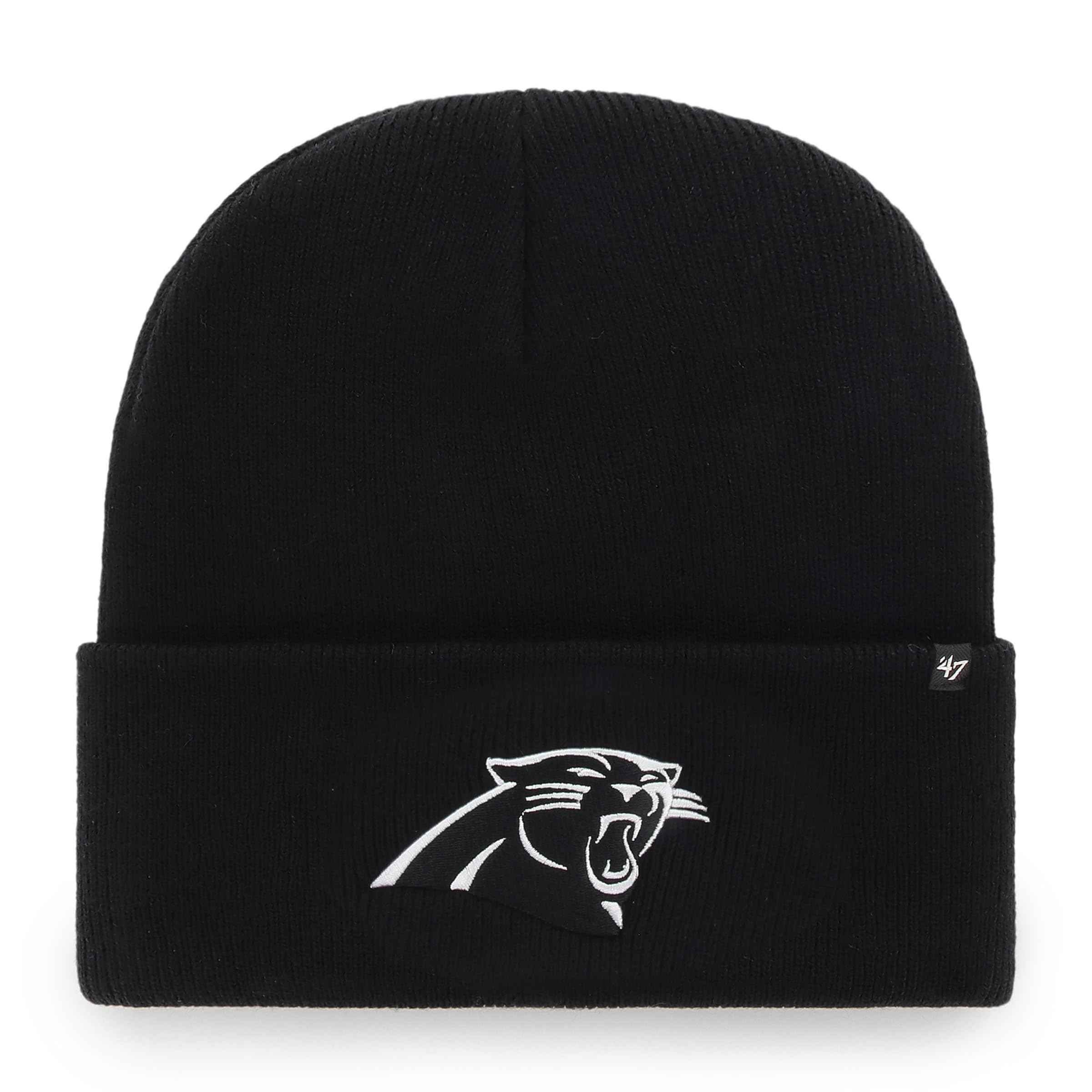 Unisex Black 47 Carolina Panthers Nfl Haymaker Beanie Cuff Knit, One Size Fit, Team Badge,