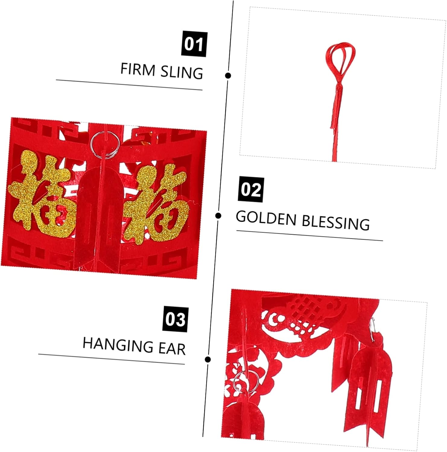 OSALADI 6pcs Nonwovens Lantern for Spring Festival Year Rabbit Decoration Year Pendant Design for Parties and Celebrations