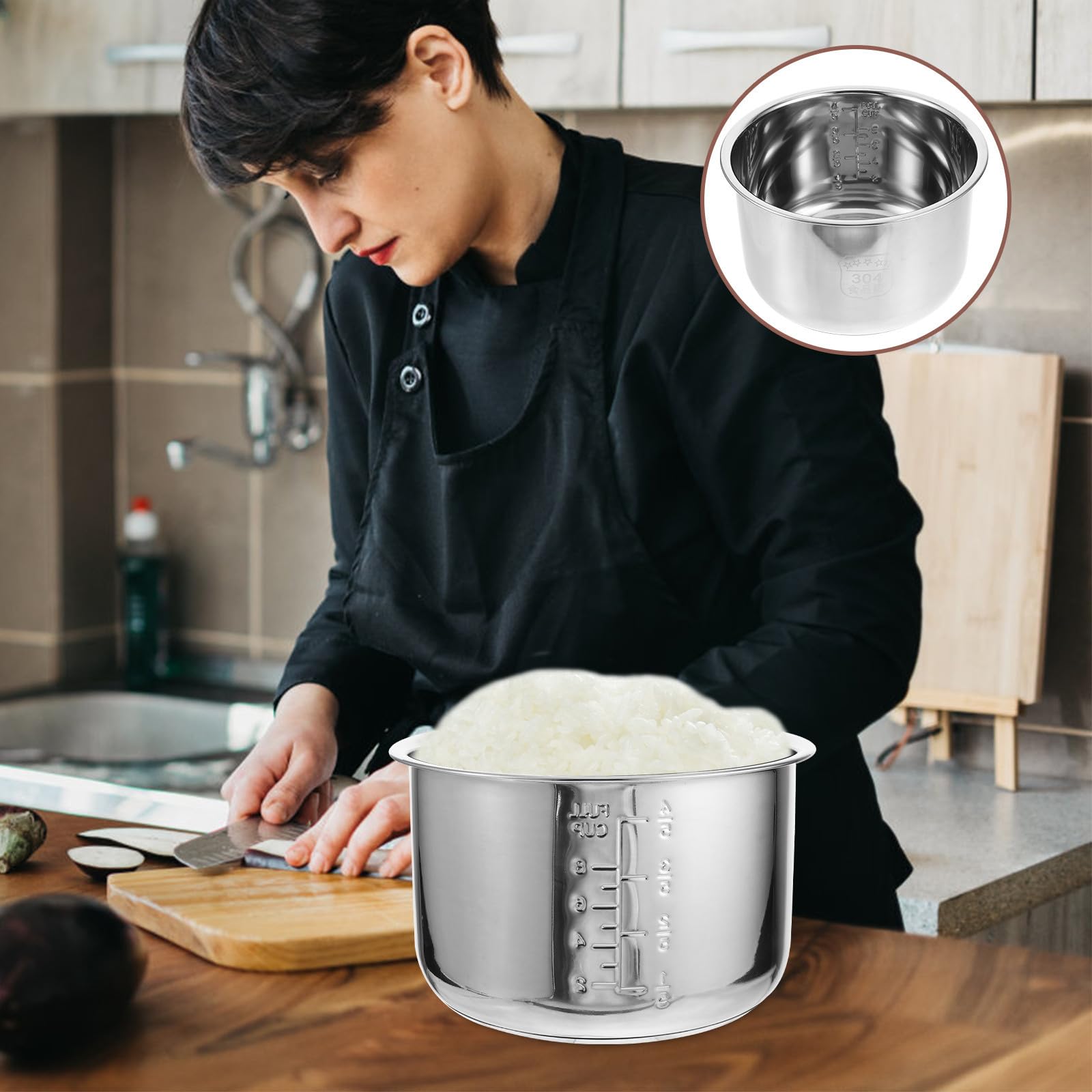 VICASKY Interior de Olla Arrocera de Acero Inoxidable 4l Plata