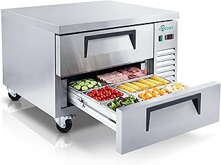 36" Chef Base Refrigerator, Commercial Drawer Prep Table Refrigerator, 6.5 Cu.Ft Stainless Steel Worktop Cooler with Double Drawers, R290 Fan Cooling, ETL Certified