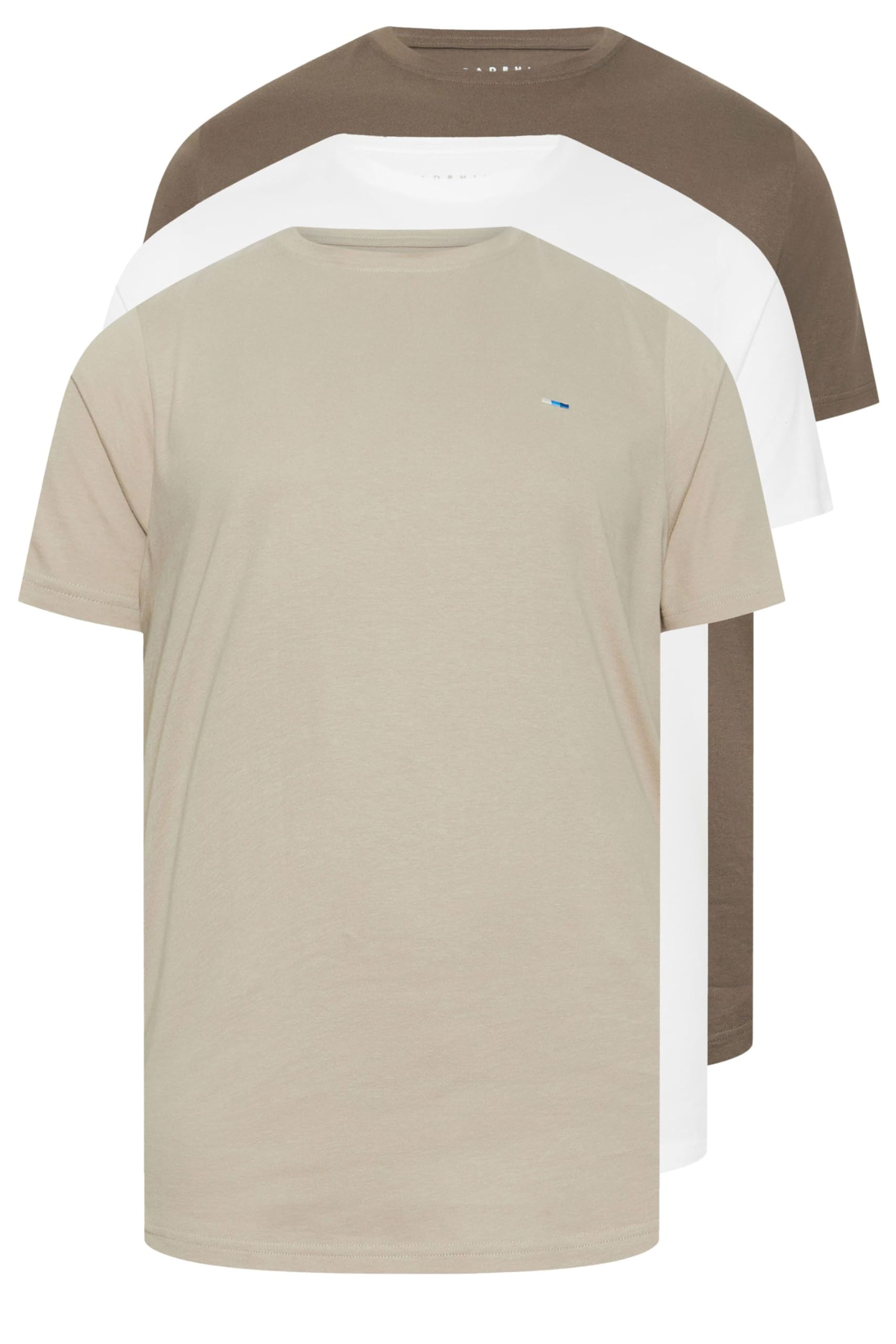 BadRhino 3 Pack Core T-Shirts - Mens White Cotton Crew Neck Short Sleeve - Size 5-6XL