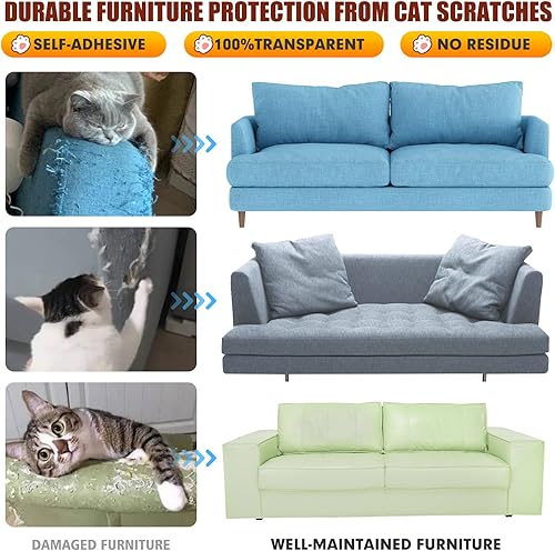 Miniatura 6 de JuneHeart - Protector de muebles contra arañazos para gatos, paquete de 14 protectores de sofá para gatos de tamaños grandes con 60 pines,