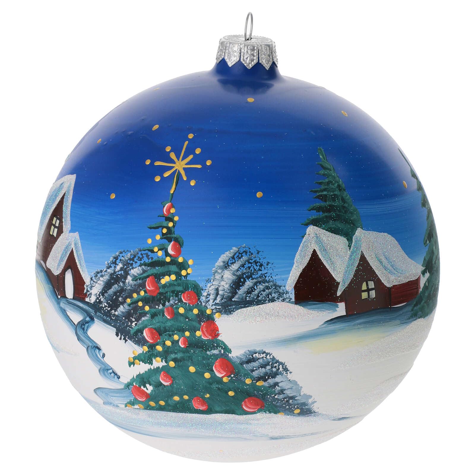 Palla di Natale azzurra cielo vetro soffiato 150mm