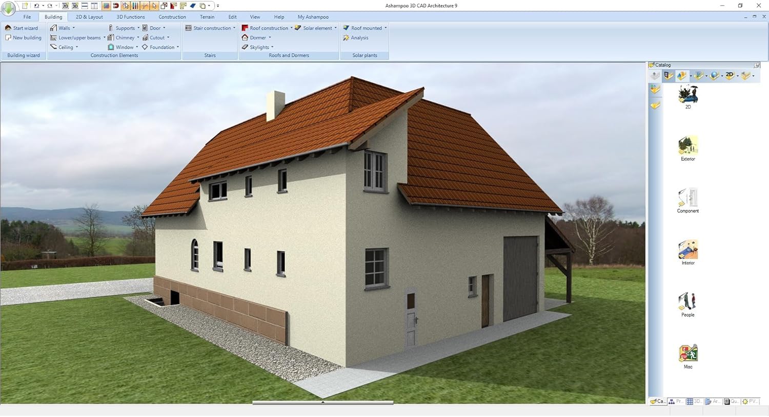 3­D CAD Architecture 11⁠ - design Software for house, garden, balcony, photovoltaic, walls - 2D 3D objects for Win 11, 10